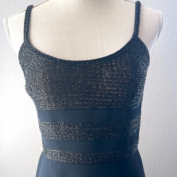 OLEG CASSINI BLACK TIE Silk & Beaded Formal Evening Gown Vintage 90’s Gown Black - Picture 9 of 15